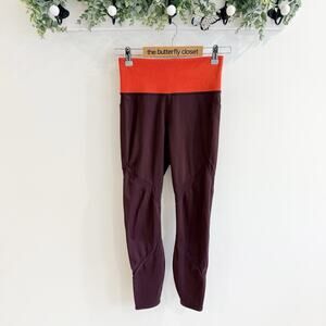 Athleta Leggings Tenacity 7/8 Tight Powerlift Burgundy Orange Colorblock Size S